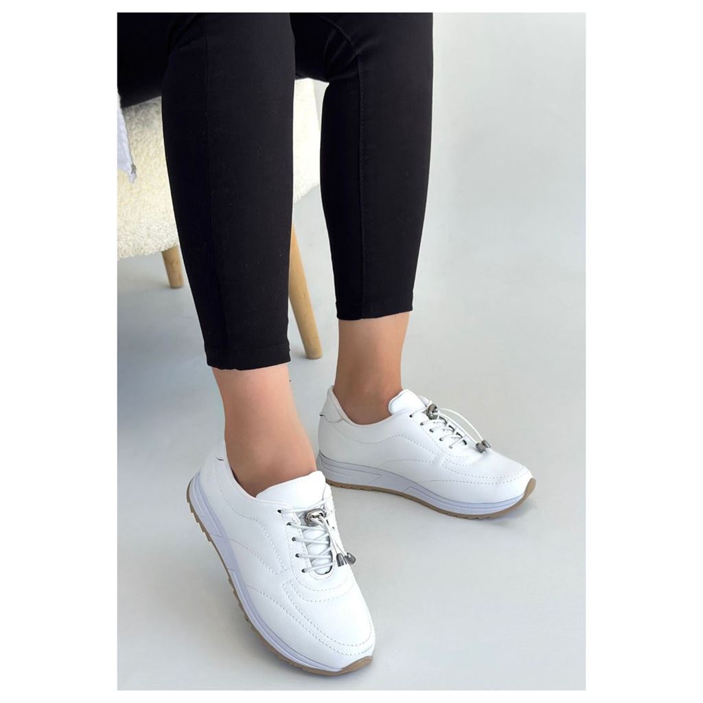 Finna Beyaz Stoperli Pratik Bağcıklı Günlük Konfor Kadın Sneaker