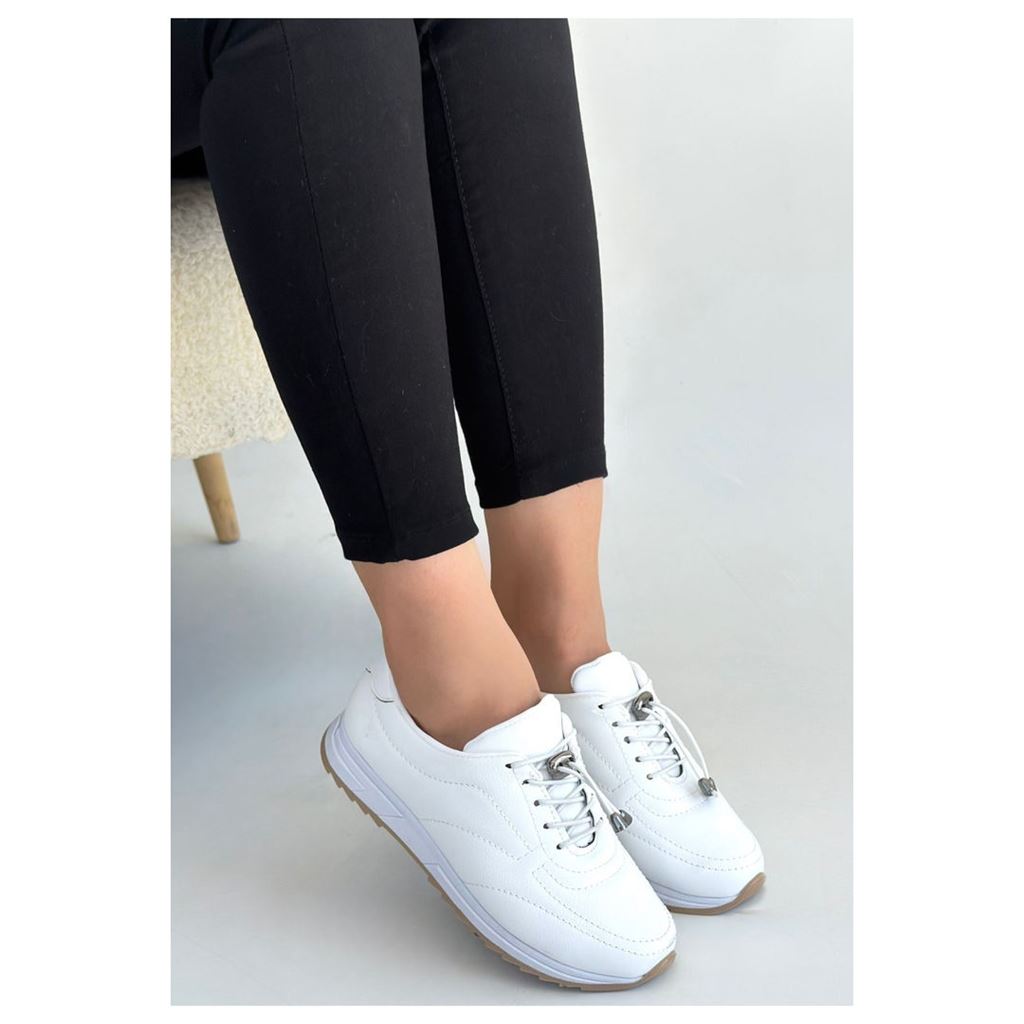 Finna Beyaz Stoperli Pratik Bağcıklı Günlük Konfor Kadın Sneaker