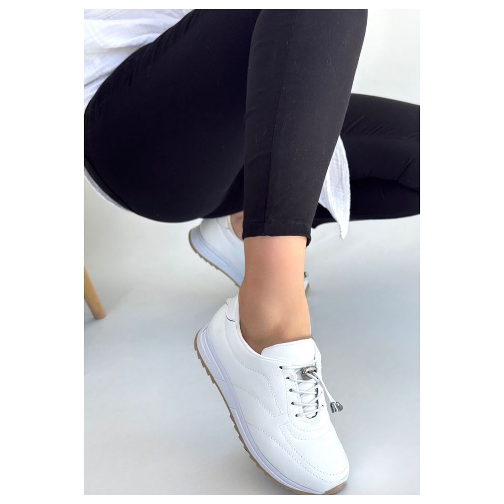 Finna Beyaz Stoperli Pratik Bağcıklı Günlük Konfor Kadın Sneaker