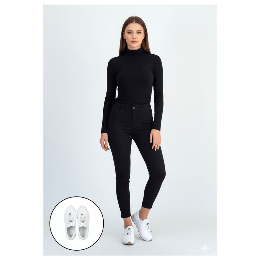 Finna Beyaz Stoperli Pratik Bağcıklı Günlük Konfor Kadın Sneaker