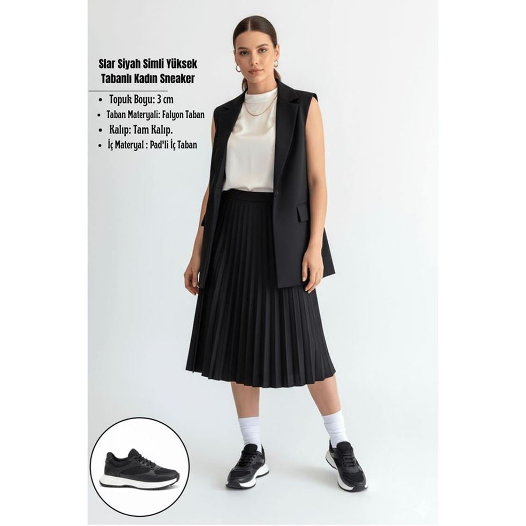 Slar Siyah Ortopedik Kadın Sneaker