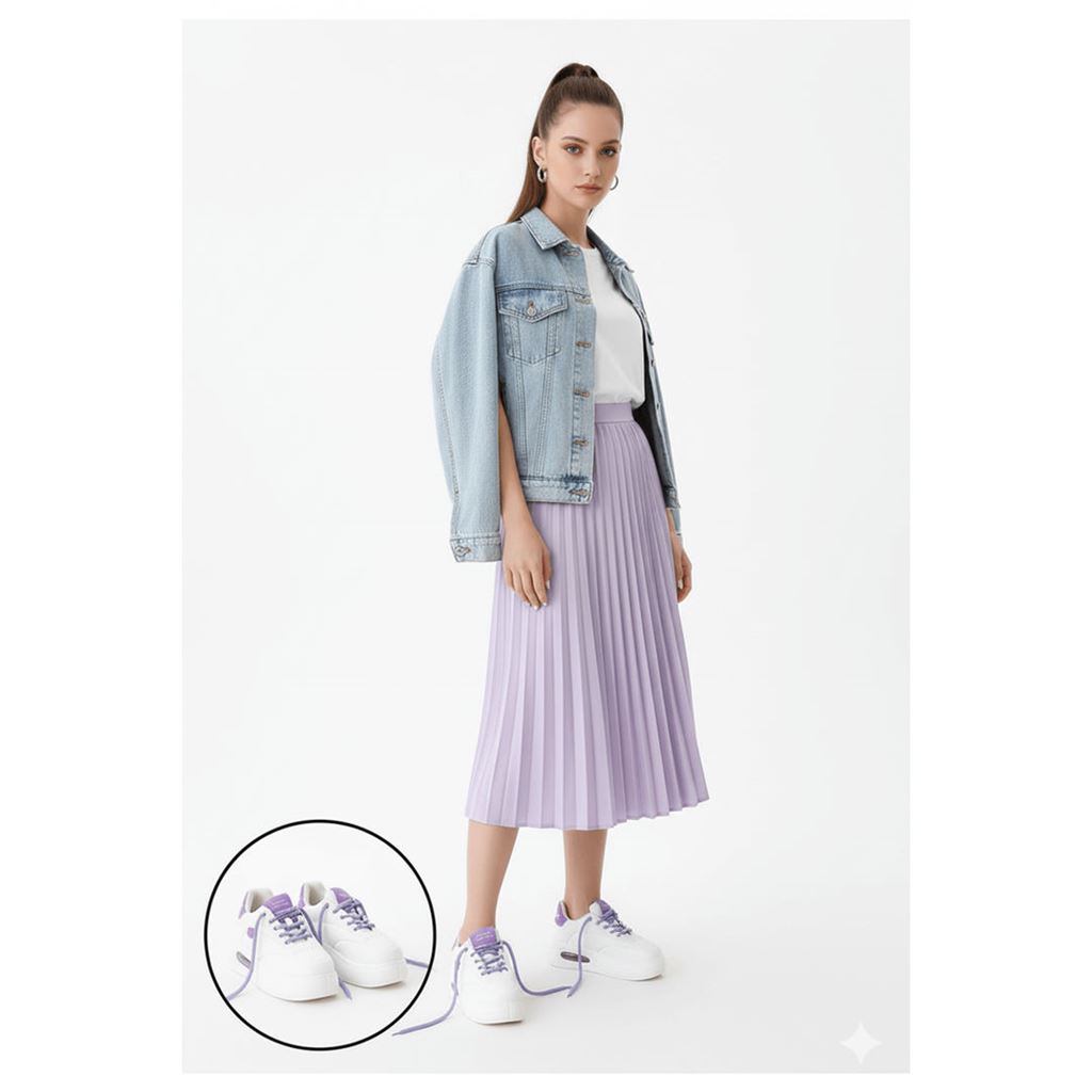 Chris Beyaz Cilt Lila Detaylı Bağcıklı Spor Ayakkabı