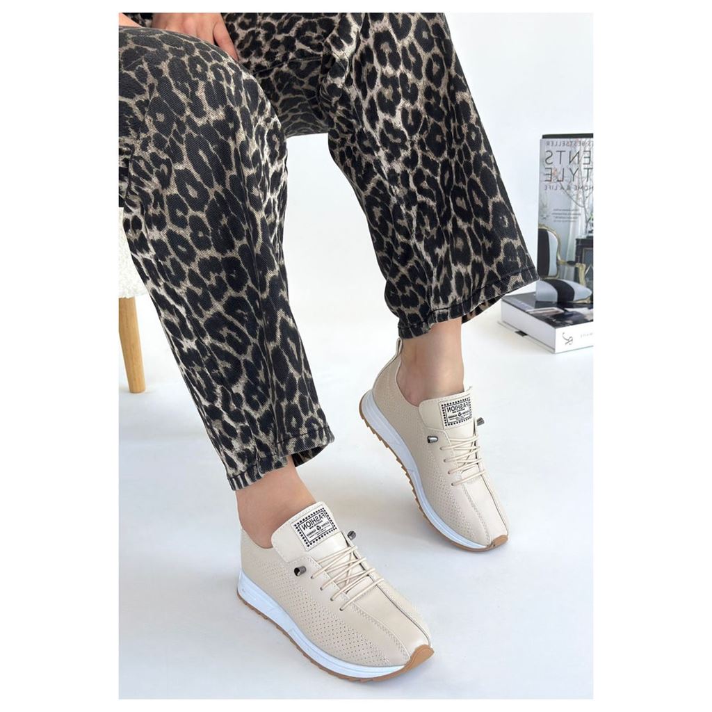 Fiert Bej Cilt Bağcıklı Spor Ayakkabı