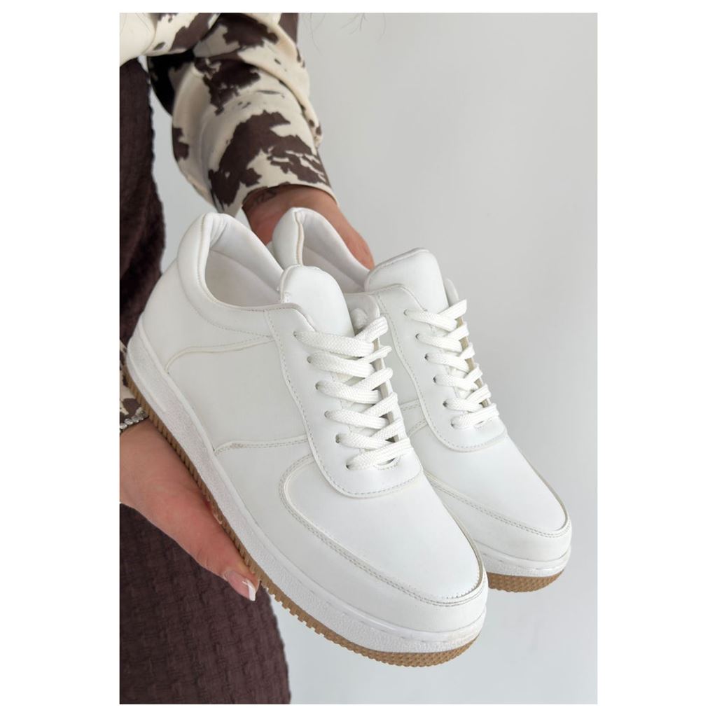 Ceyyan Beyaz Cilt Bağcıklı Spor Ayakkabı