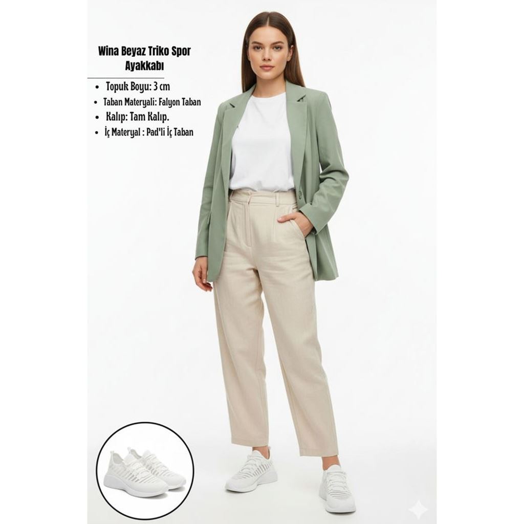 Wina Beyaz Triko Spor Ayakkabı
