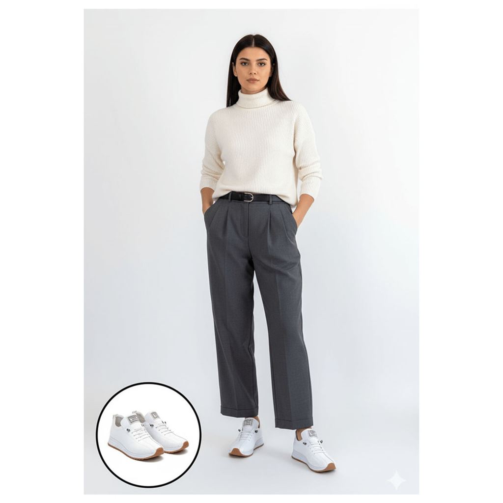 Fiert Beyaz Cilt Bağcıklı Spor Ayakkabı