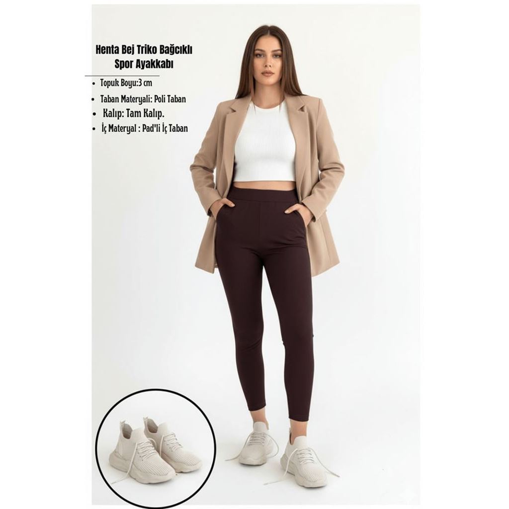 Henta Bej Triko Bağcıklı Spor Ayakkabı