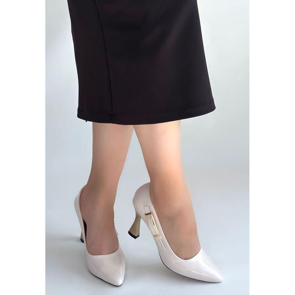 Motya Bej Rugan Topuklu Ayakkabı