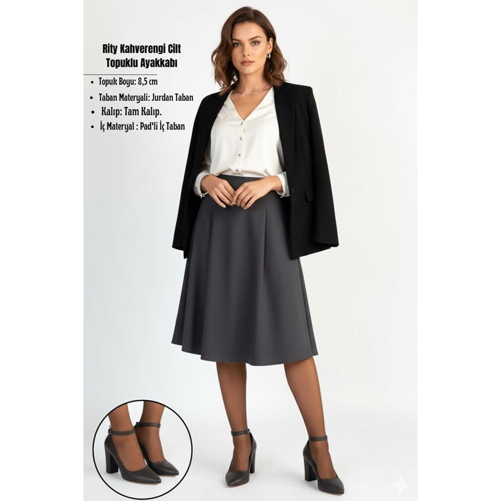 Rity Kahverengi Cilt Topuklu Ayakkabı