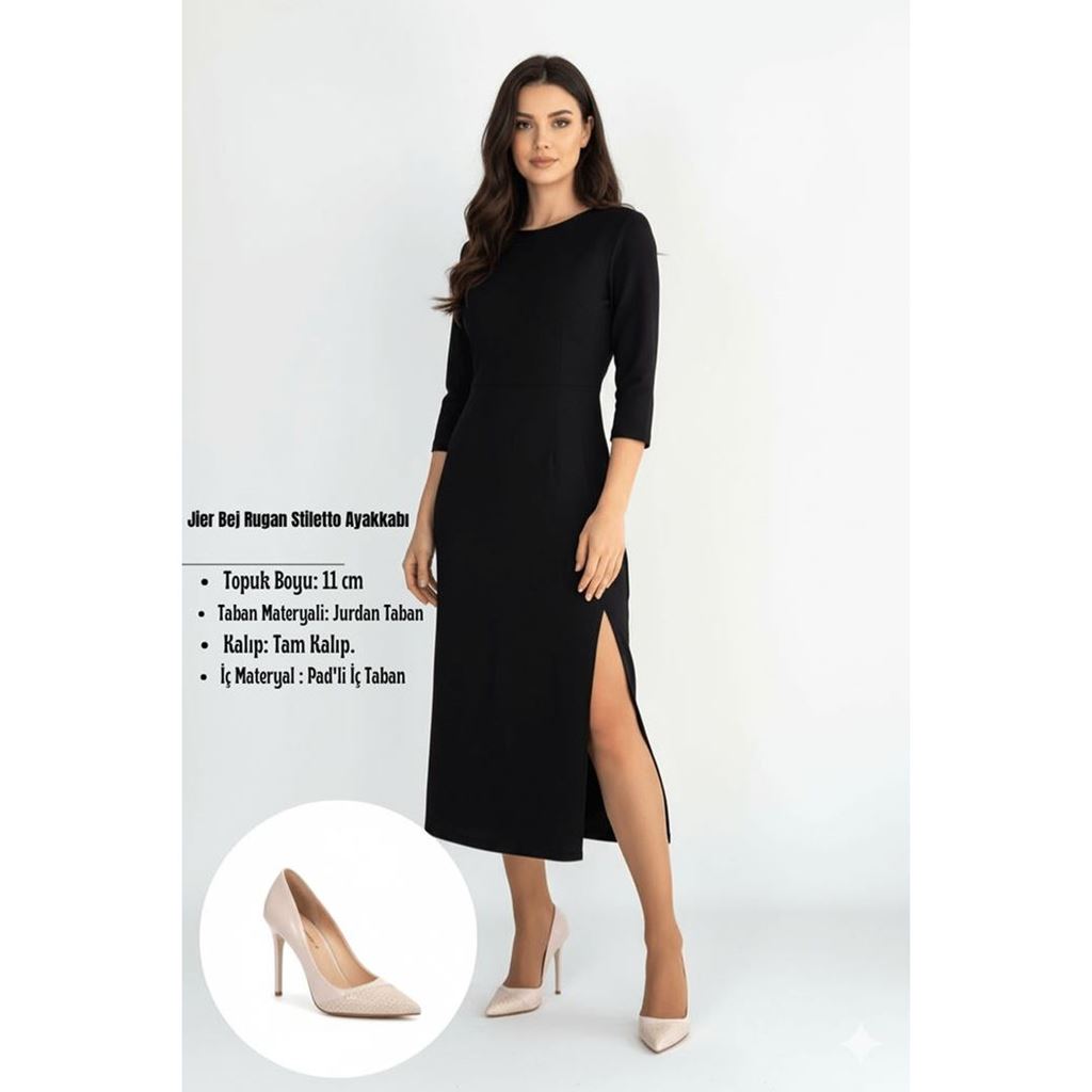 Jier Bej Rugan Stiletto Ayakkabı