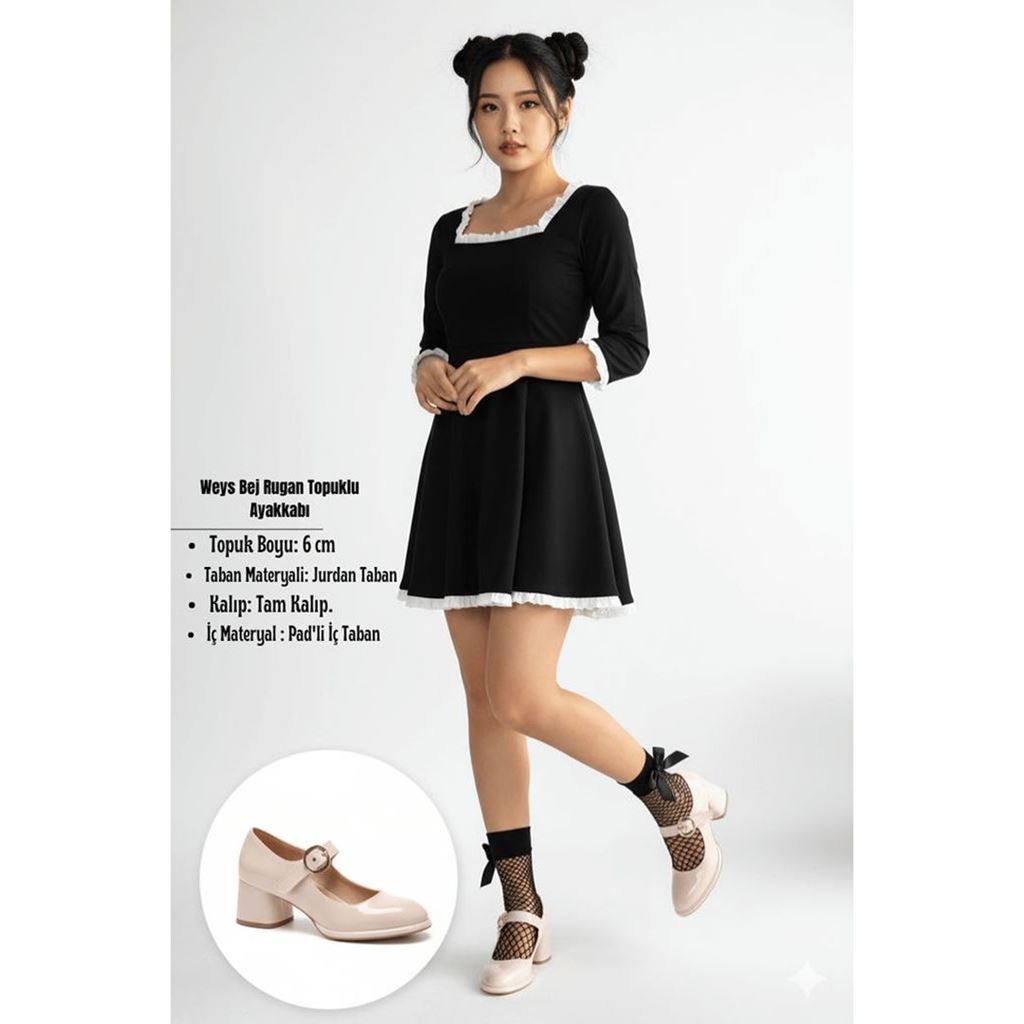 Weys Bej Rugan Topuklu Ayakkabı