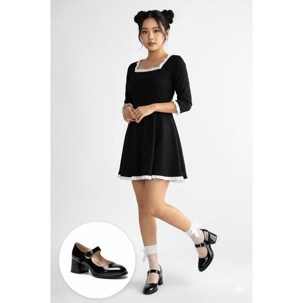 Weys Siyah Rugan Topuklu Ayakkabı