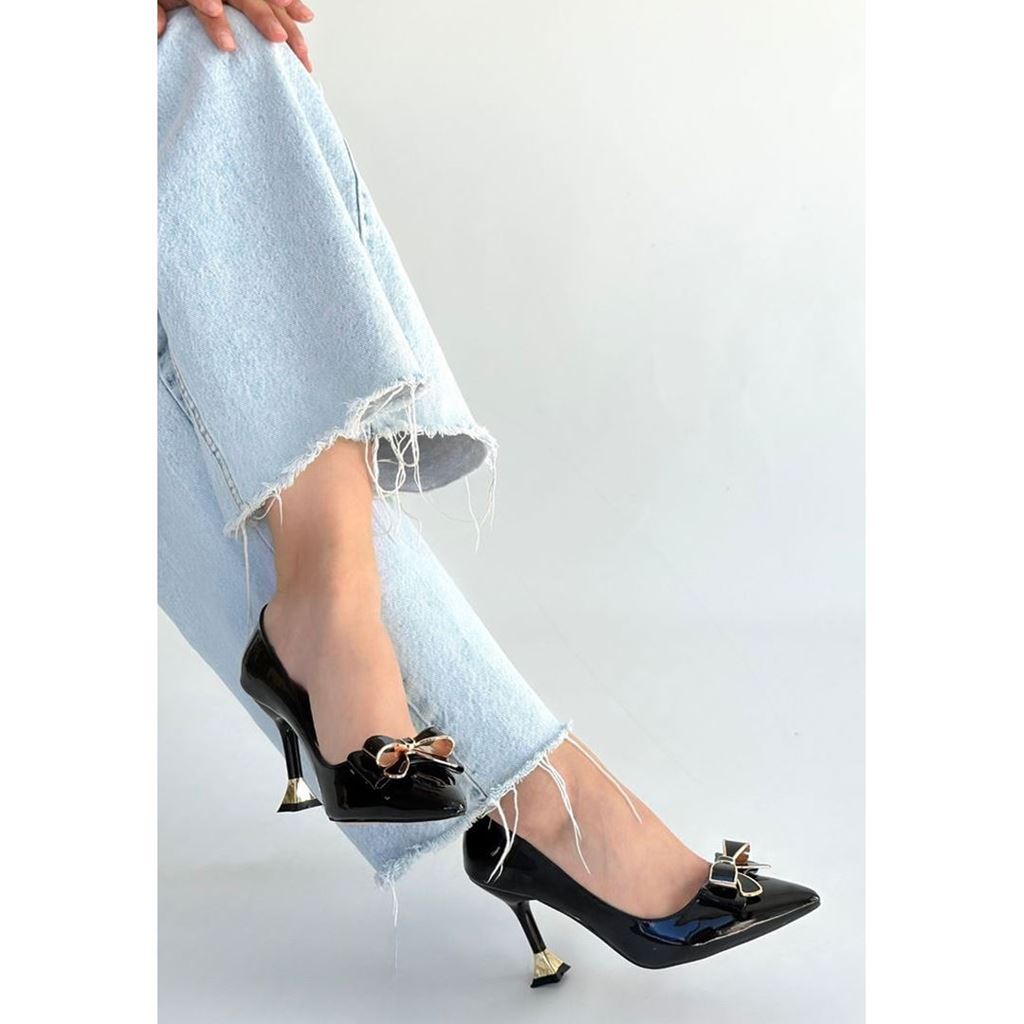 Coby Siyah Rugan Topuklu Ayakkabı