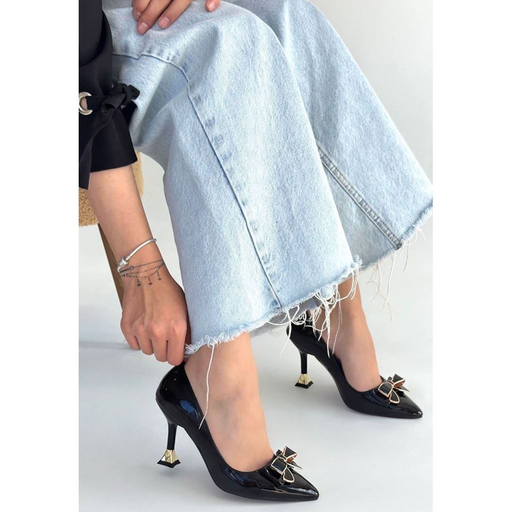 Coby Siyah Rugan Topuklu Ayakkabı