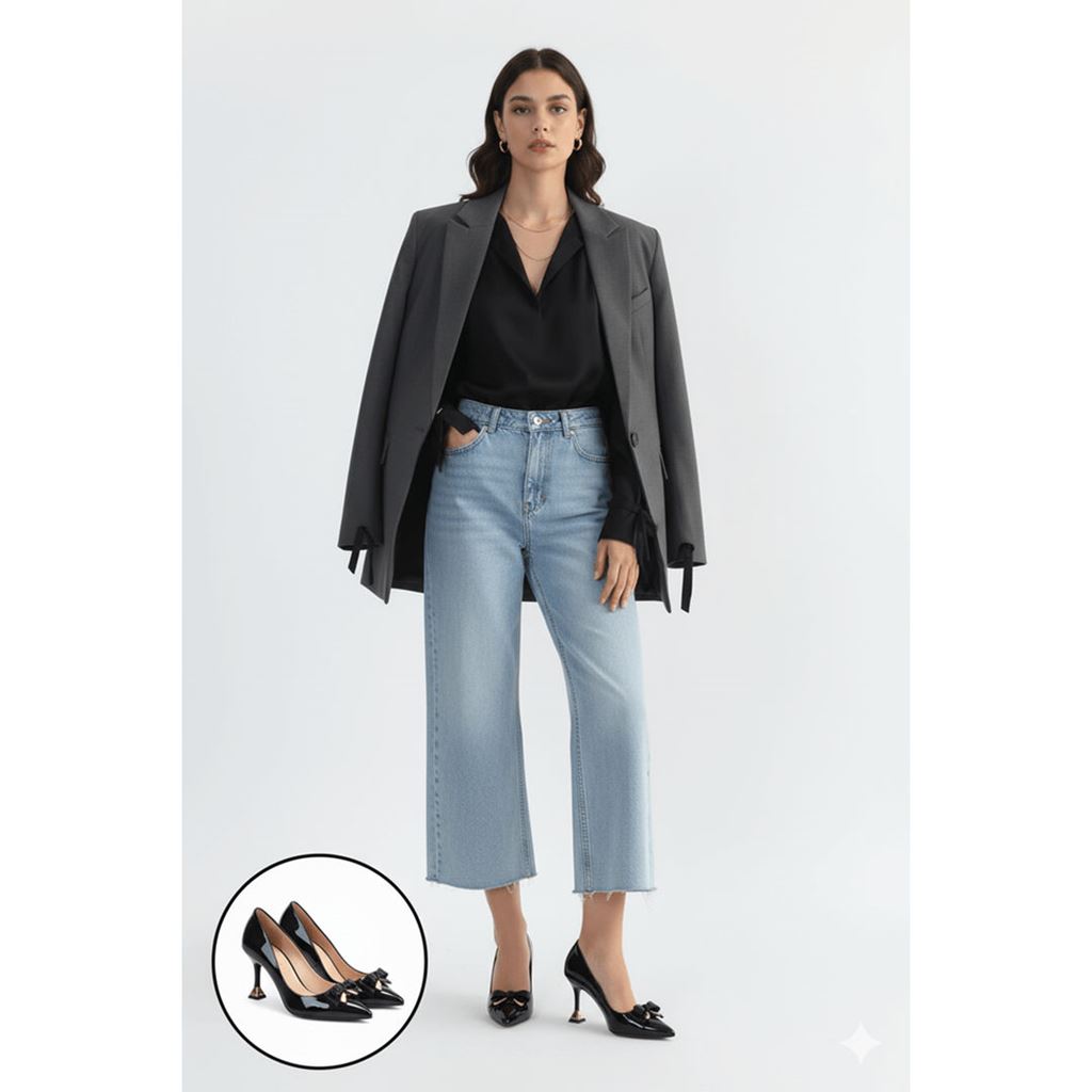 Coby Siyah Rugan Topuklu Ayakkabı