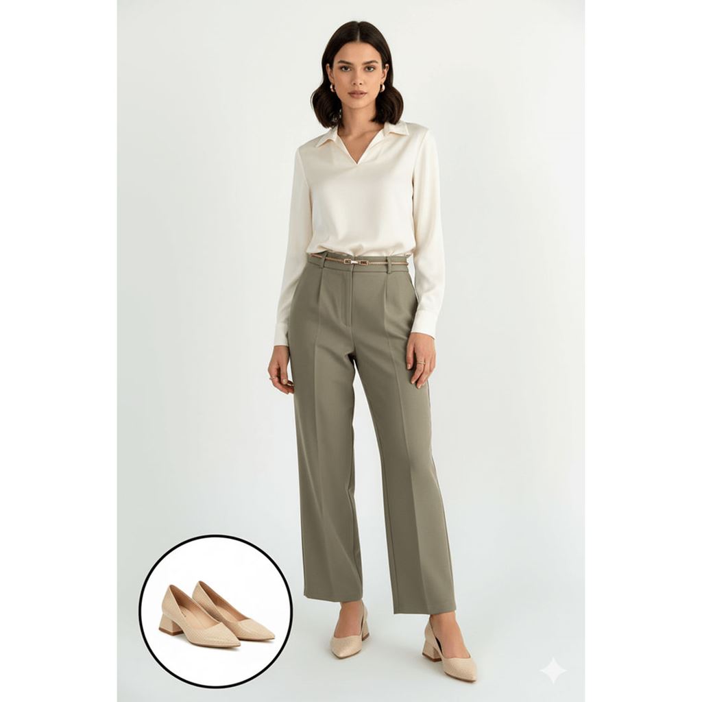 Meort Bej Rugan Topuklu Ayakkabı