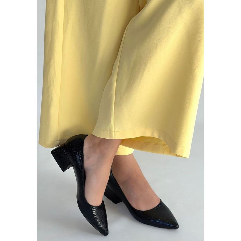 Meort Siyah Rugan Topuklu Ayakkabı