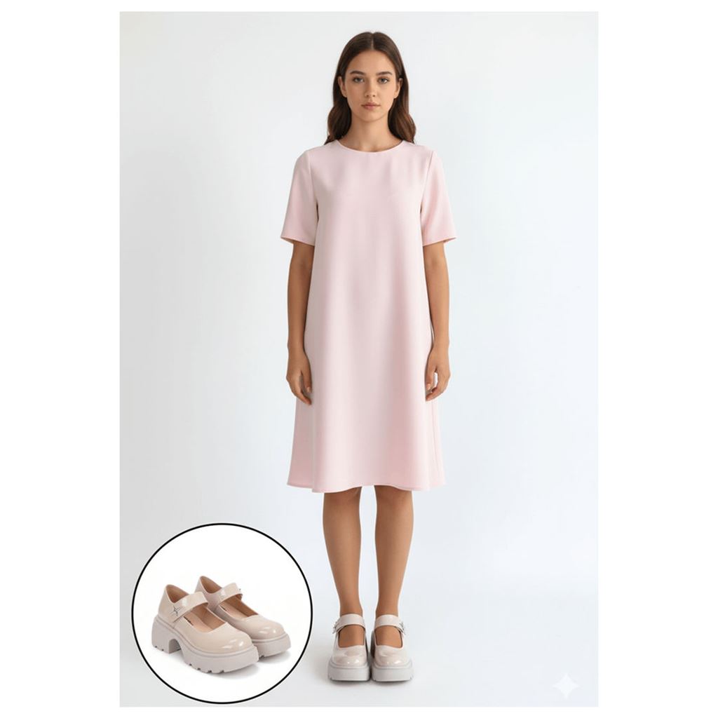 Siyat Bej Rugan Traktör Tabanlı Bantlı Kadın Platform Ayakkabı