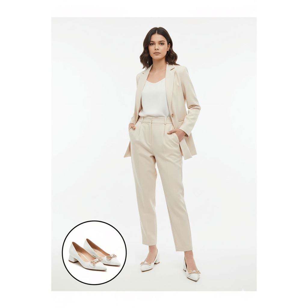 Jies Beyaz Topuklu Ayakkabı