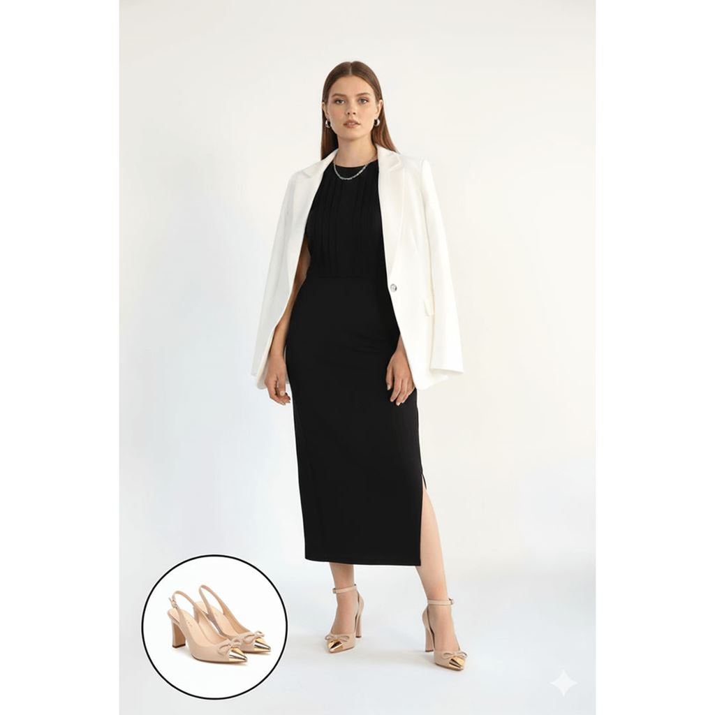 Joye Bej Cilt Topuklu Ayakkabı