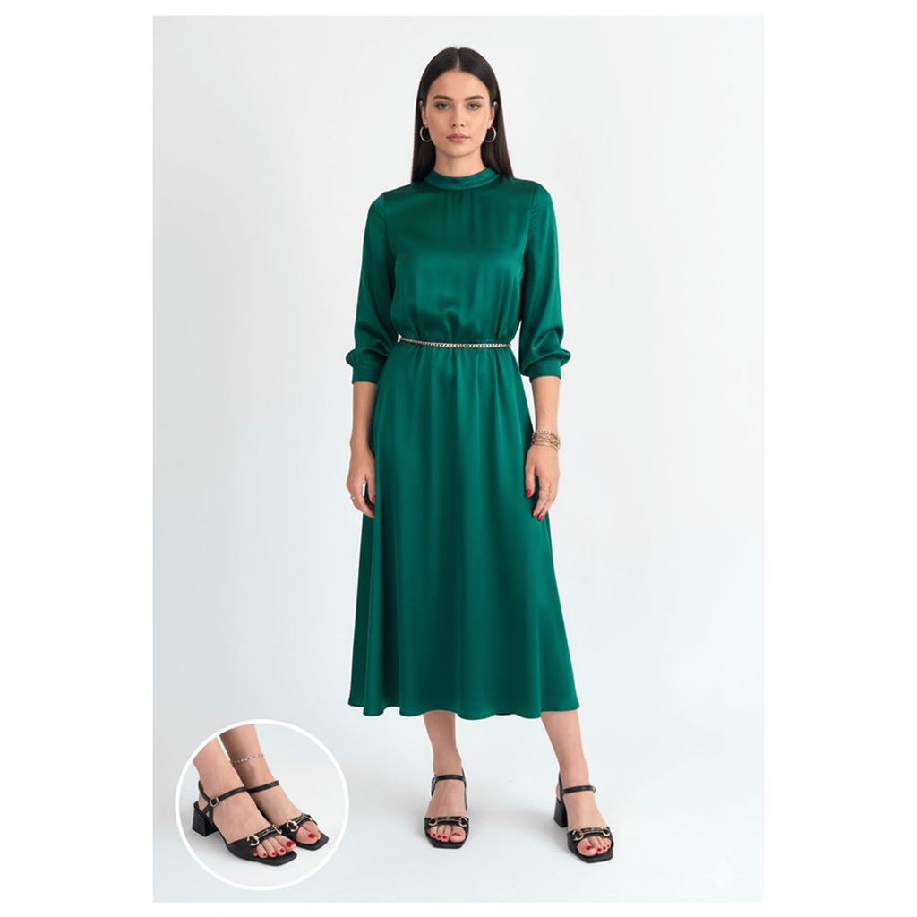 Lanina Siyah Cilt Topuklu Ayakkabı