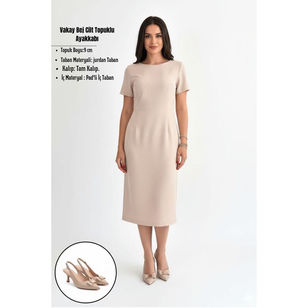 Vakay Bej Cilt Topuklu Ayakkabı