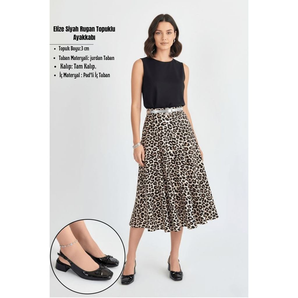 Elize Siyah Rugan Topuklu Ayakkabı