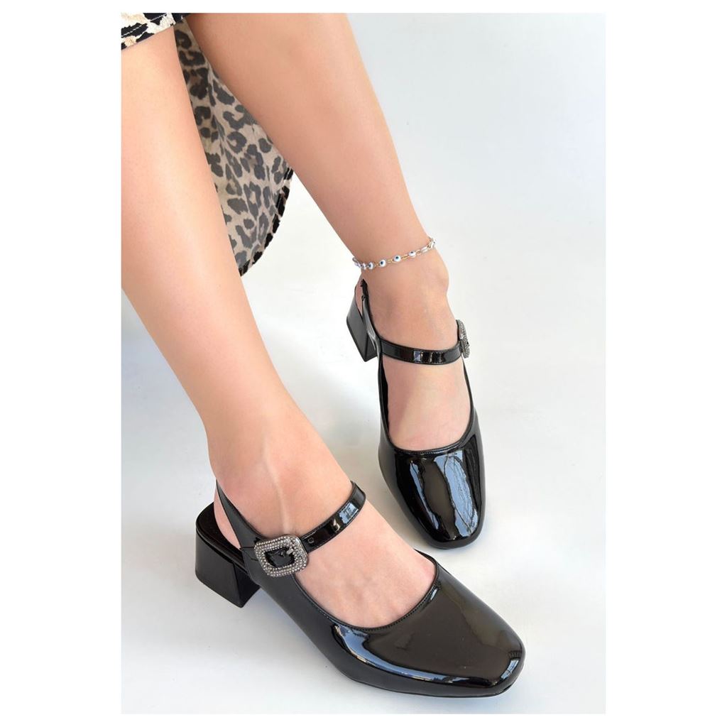 Gowe Siyah Rugan Topuklu Ayakkabı