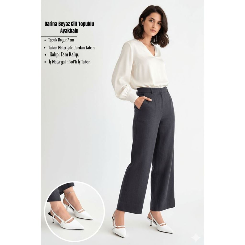 Darina Beyaz Cilt Topuklu Ayakkabı