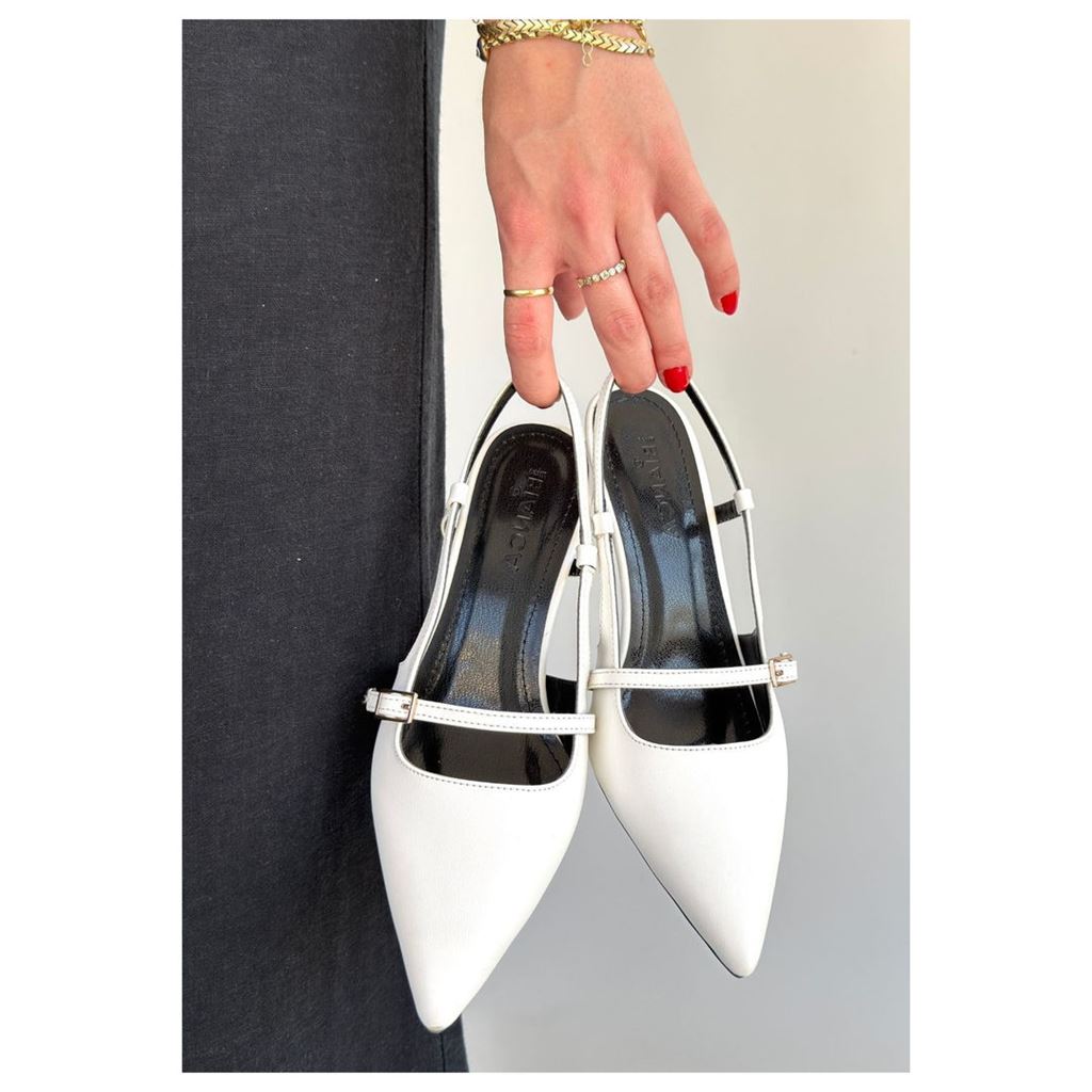 Darina Beyaz Cilt Topuklu Ayakkabı