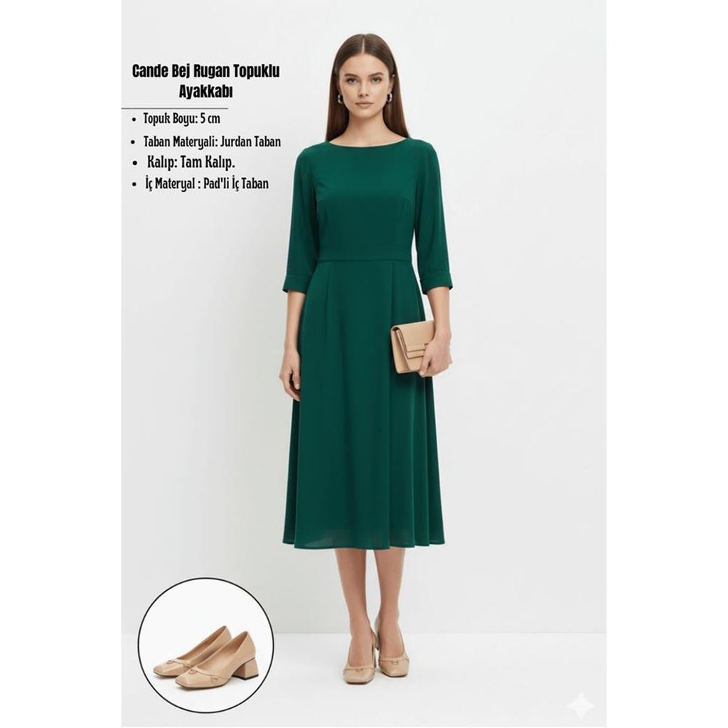 Cande Bej Rugan Topuklu Ayakkabı