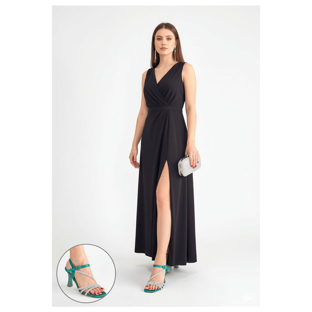 Gloria Yeşil Saten Topuklu Ayakkabı