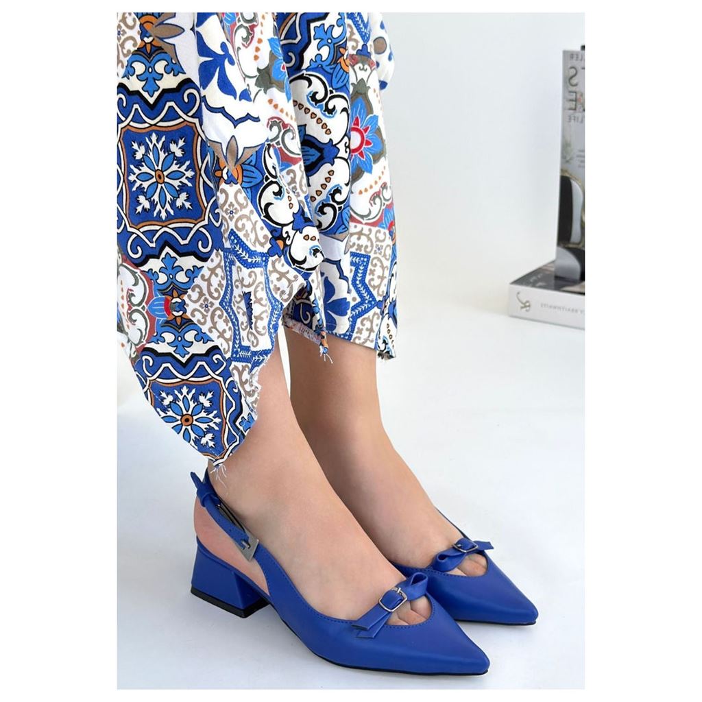 Rewat Mavi Cilt Topuklu Ayakkabı