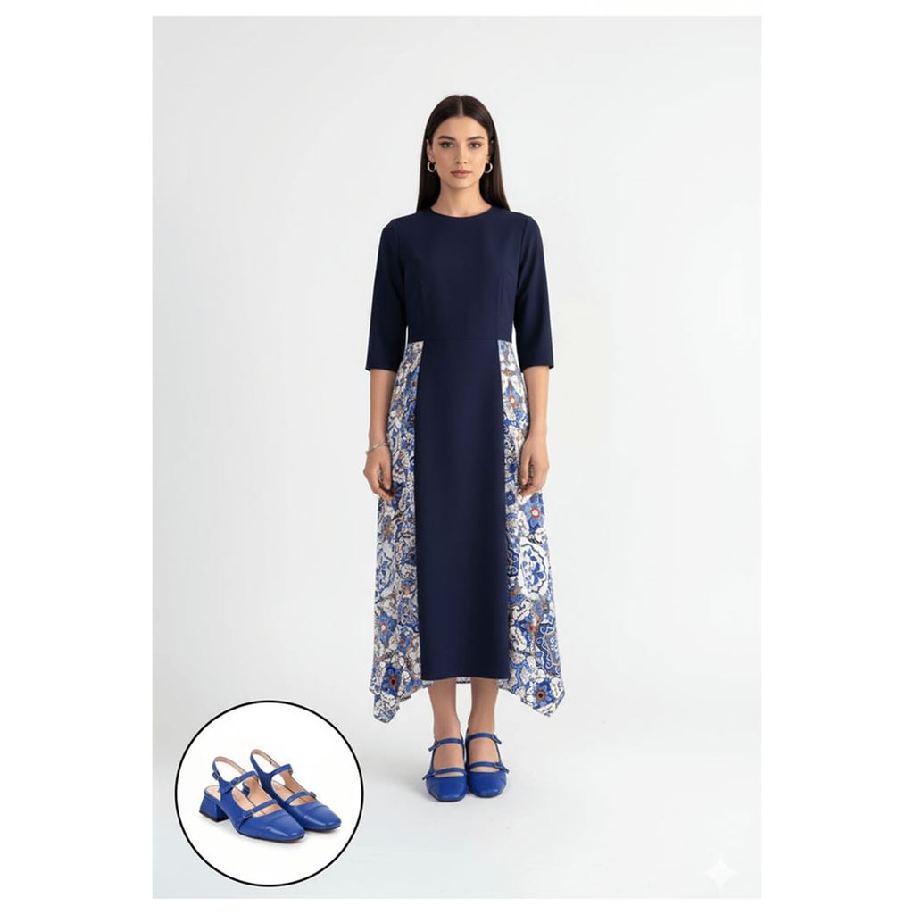 Doran Mavi Cilt Topuklu Ayakkabı