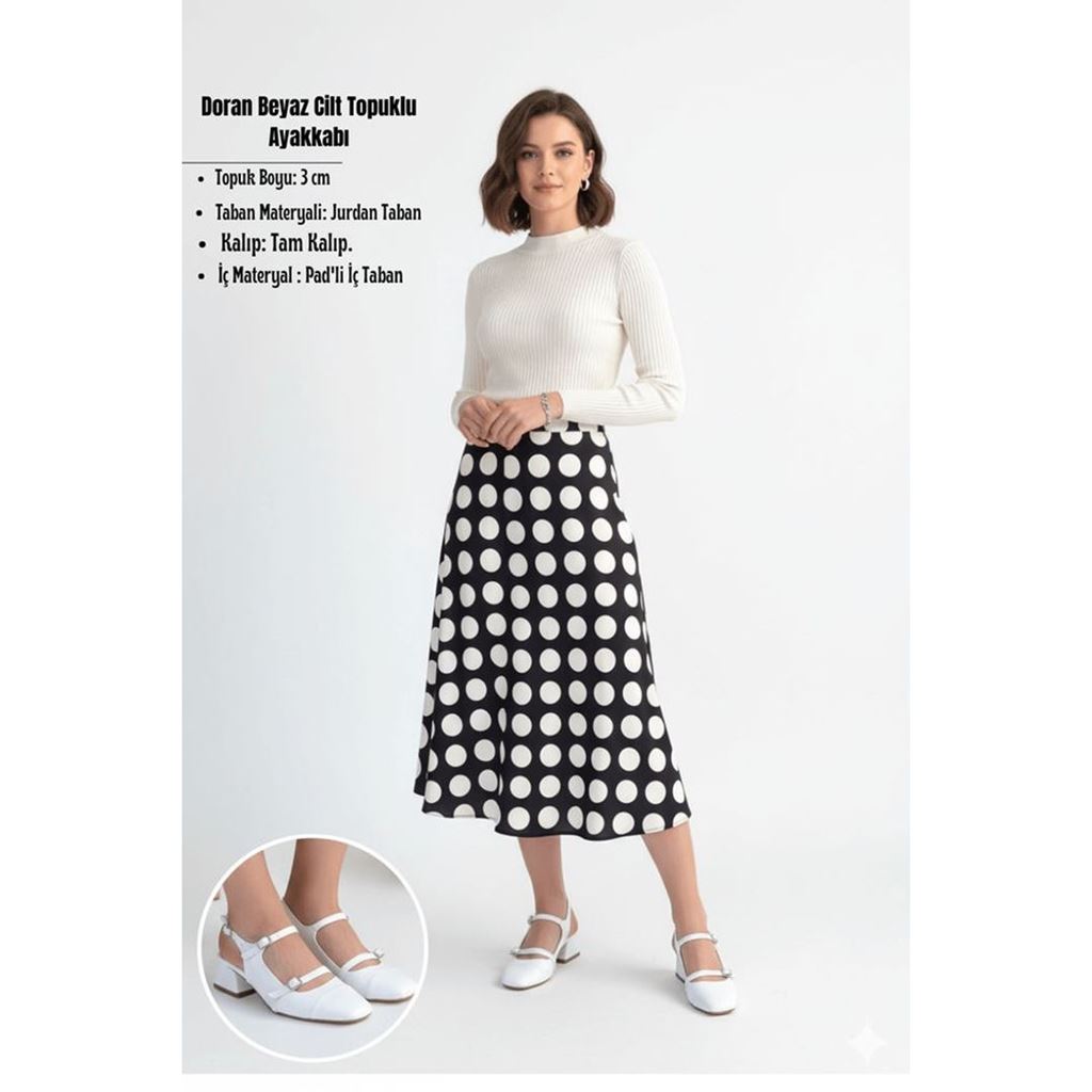 Doran Beyaz Cilt Topuklu Ayakkabı