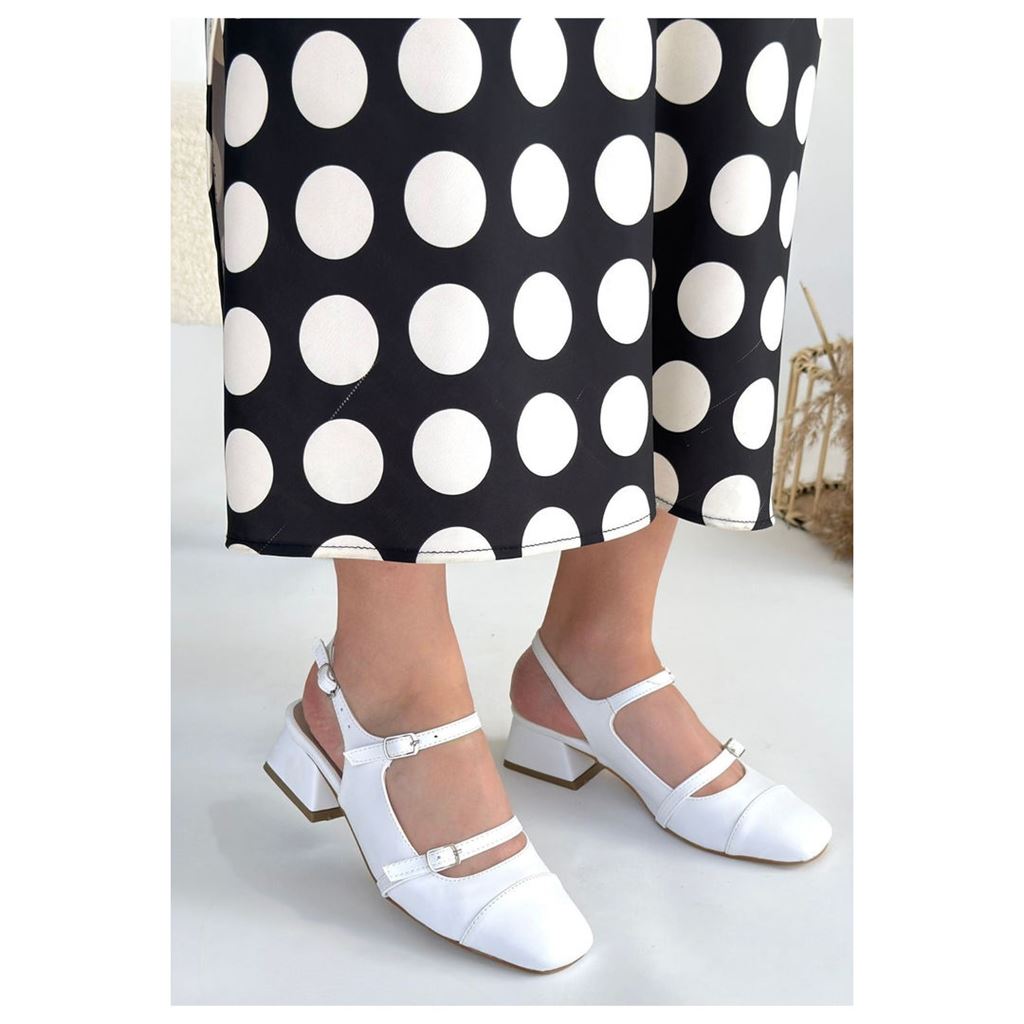 Doran Beyaz Cilt Topuklu Ayakkabı