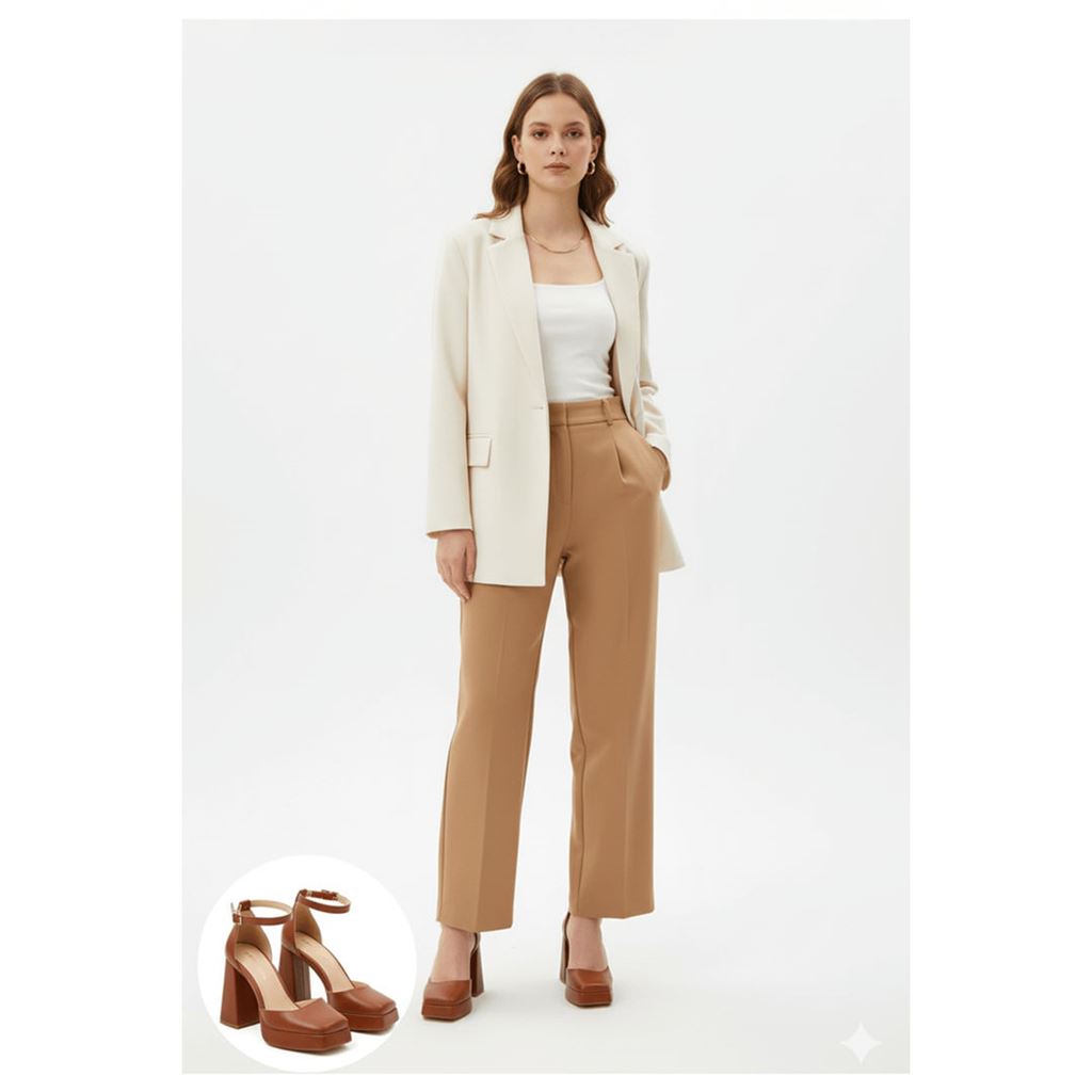 Kawer Taba Cilt Topuklu Ayakkabı