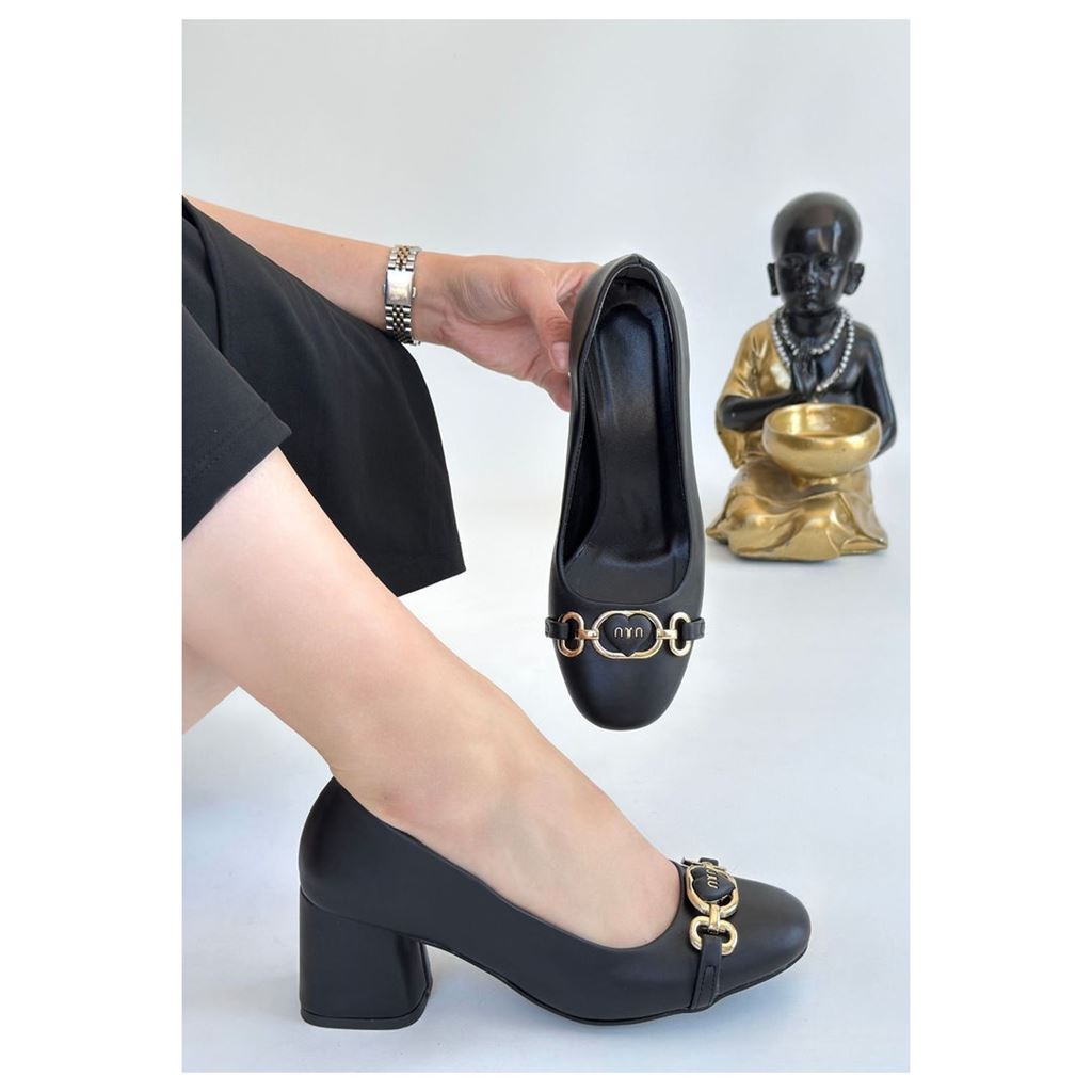 Lucky Siyah Cilt Topuklu Ayakkabı