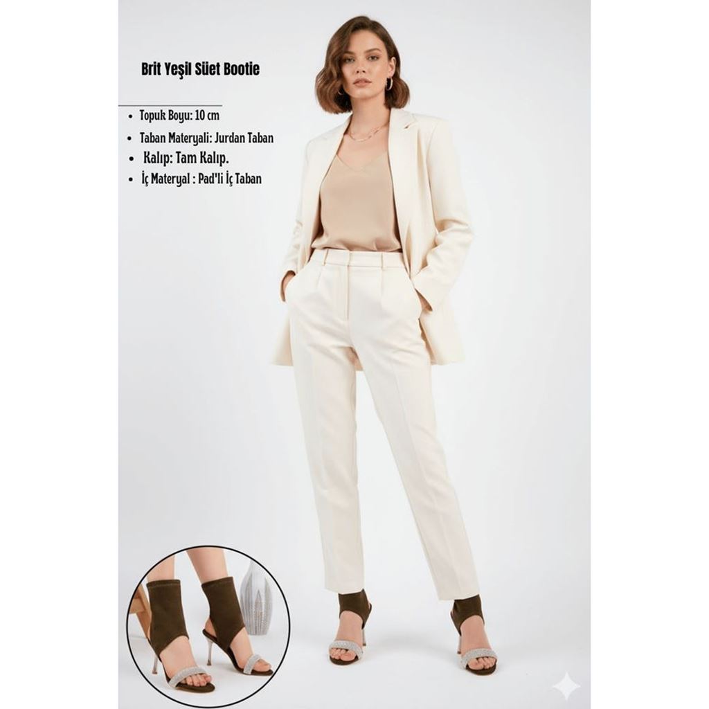 Brit Yeşil Süet Bootie