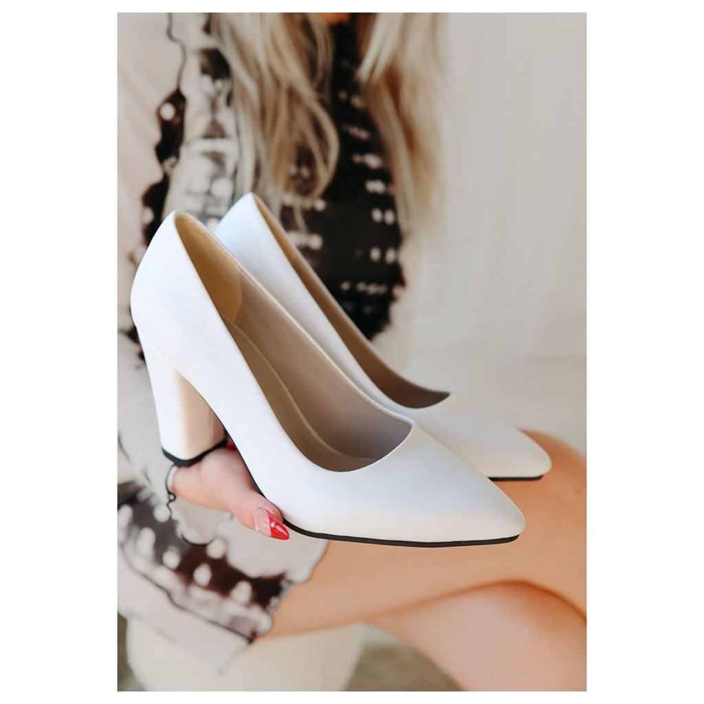 Giort Beyaz Cilt Topuklu Ayakkabı