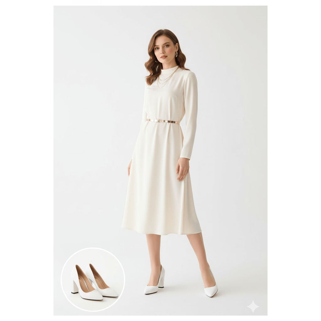 Giort Beyaz Cilt Topuklu Ayakkabı