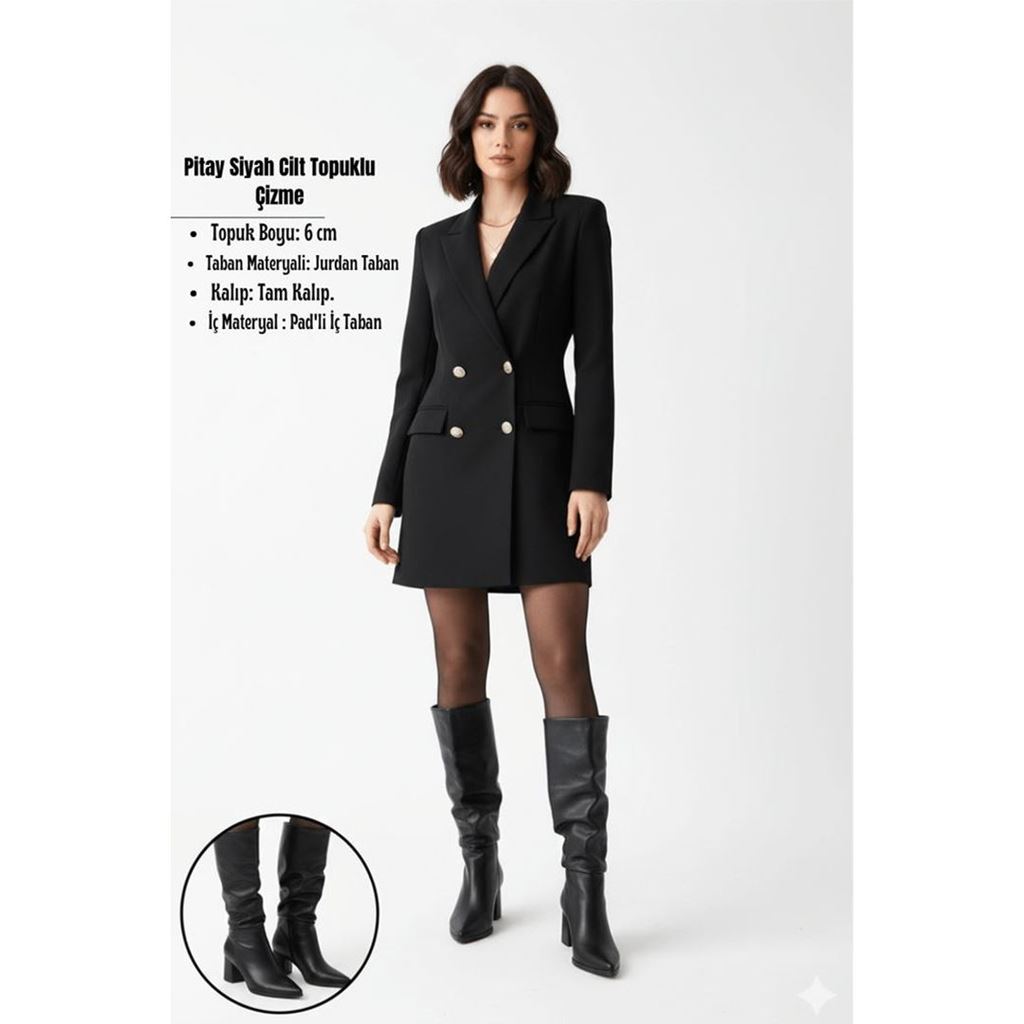 Pety Siyah Cilt Topuklu Ayakkabı