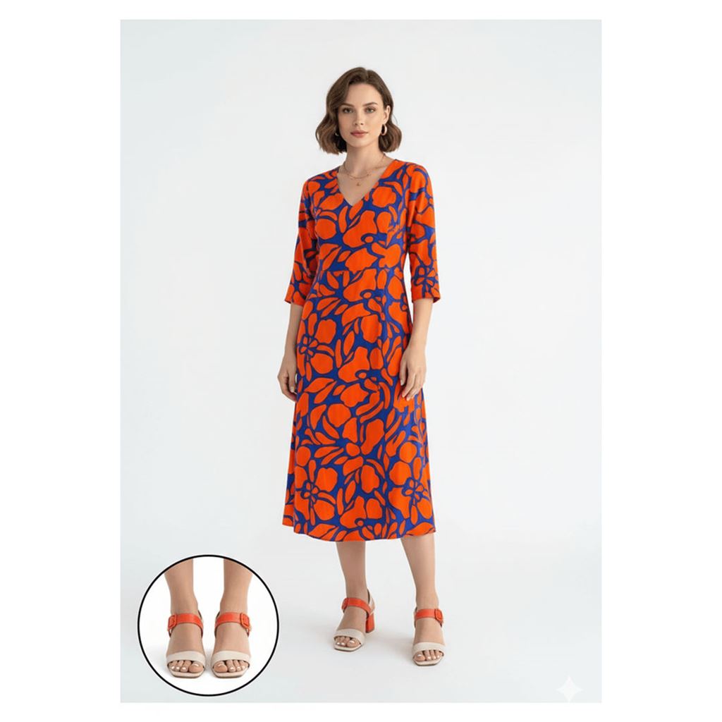 Year Bej Cilt Turuncu Detaylı Turuncu Topuklu Topuklu Ayakkabı