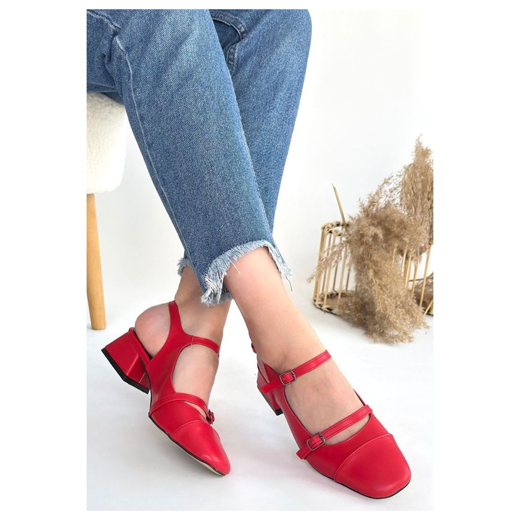 Doran Kırmızı Cilt Topuklu Ayakkabı