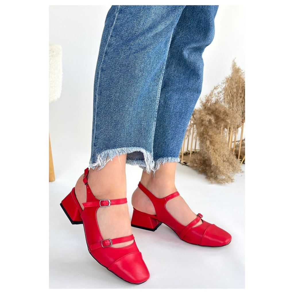 Doran Kırmızı Cilt Topuklu Ayakkabı