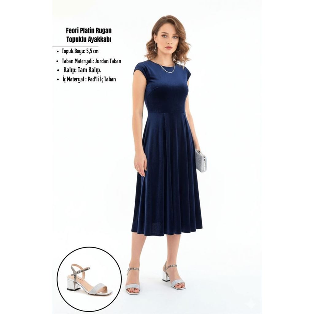 Feori Platin Rugan Topuklu Ayakkabı
