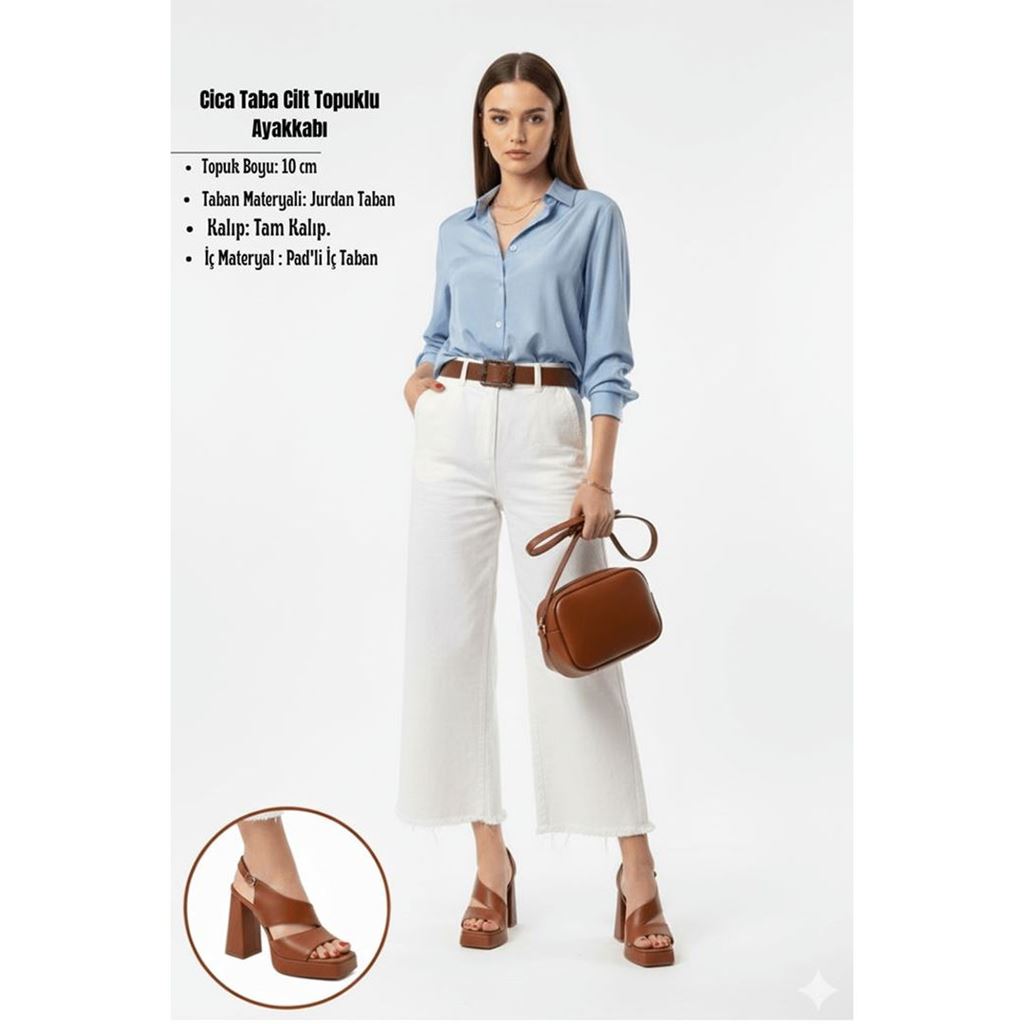 Cica Taba Cilt Topuklu Ayakkabı