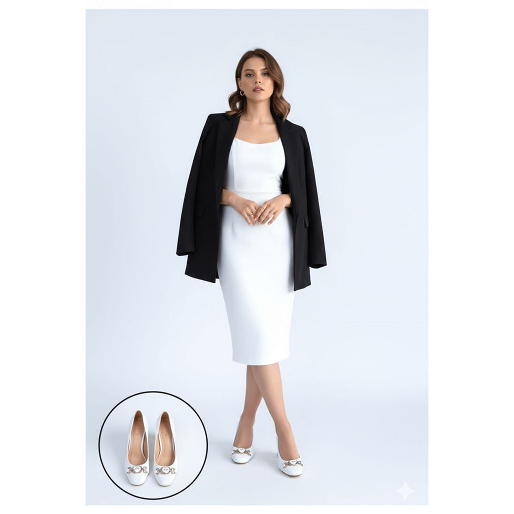 Lucky Beyaz Cilt Topuklu Ayakkabı