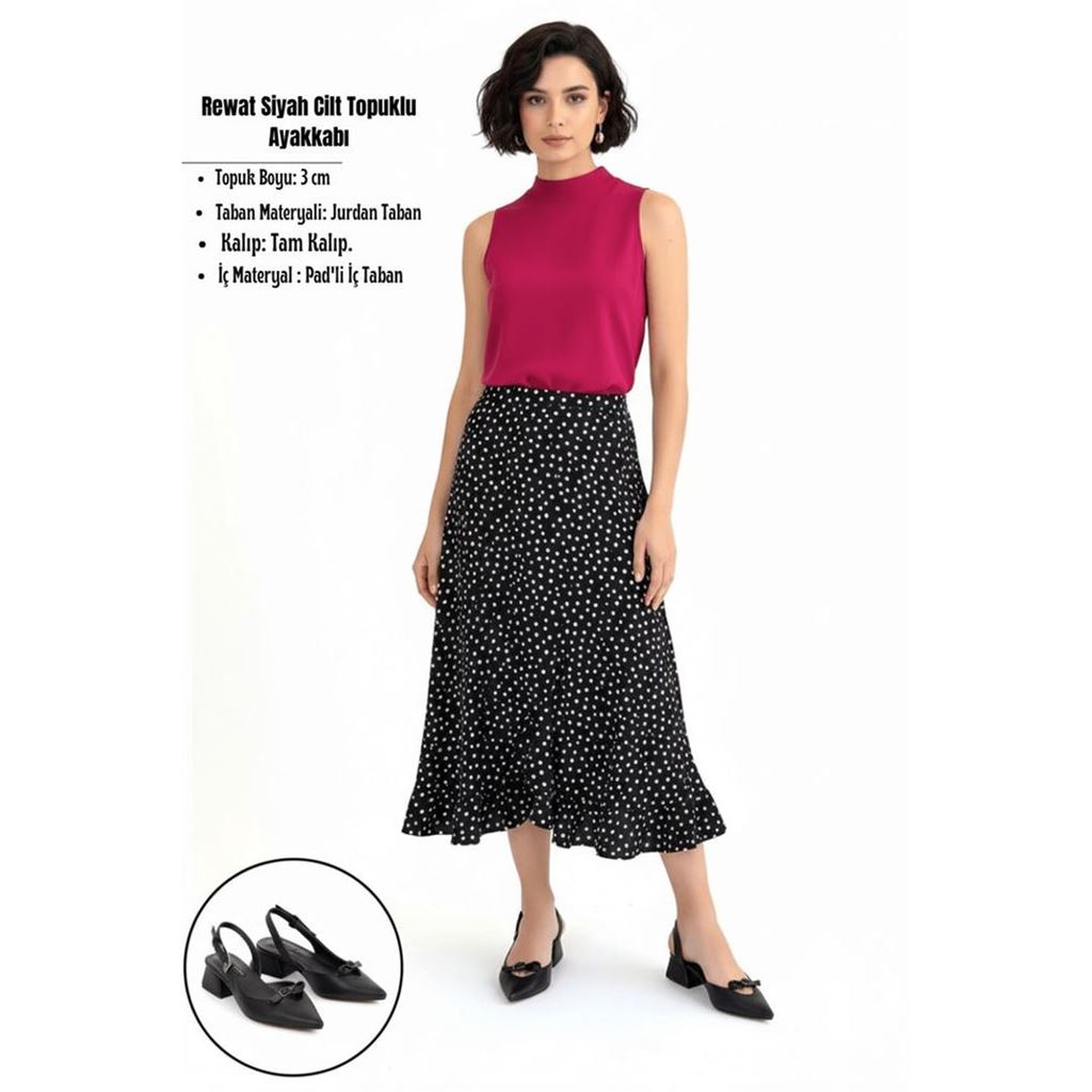 Rewat Siyah Cilt Topuklu Ayakkabı