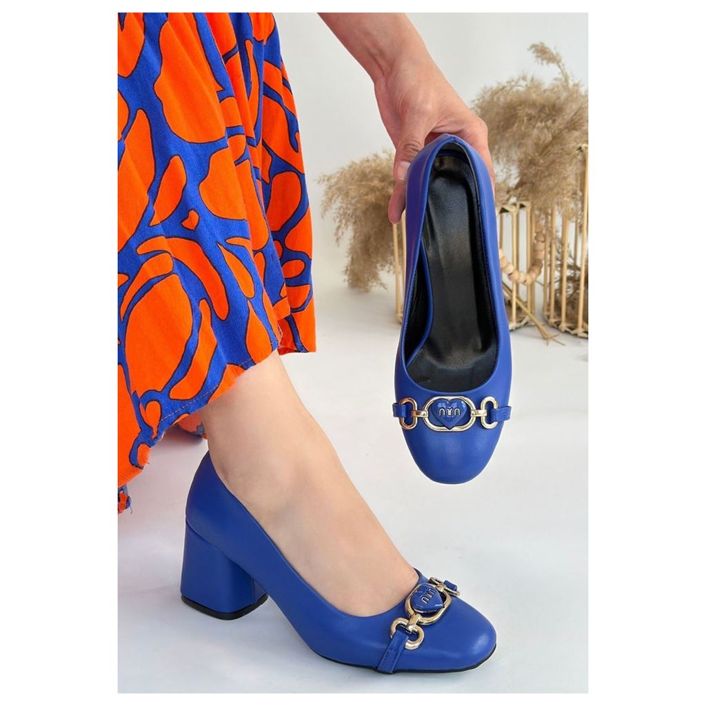 Lucky Mavi Cilt Topuklu Ayakkabı